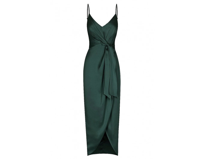LUXE TIE FRONT COCKTAIL DRESS - MOCHA